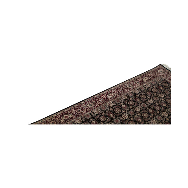 Tapis rouge et noir noué à la main de haute qualité