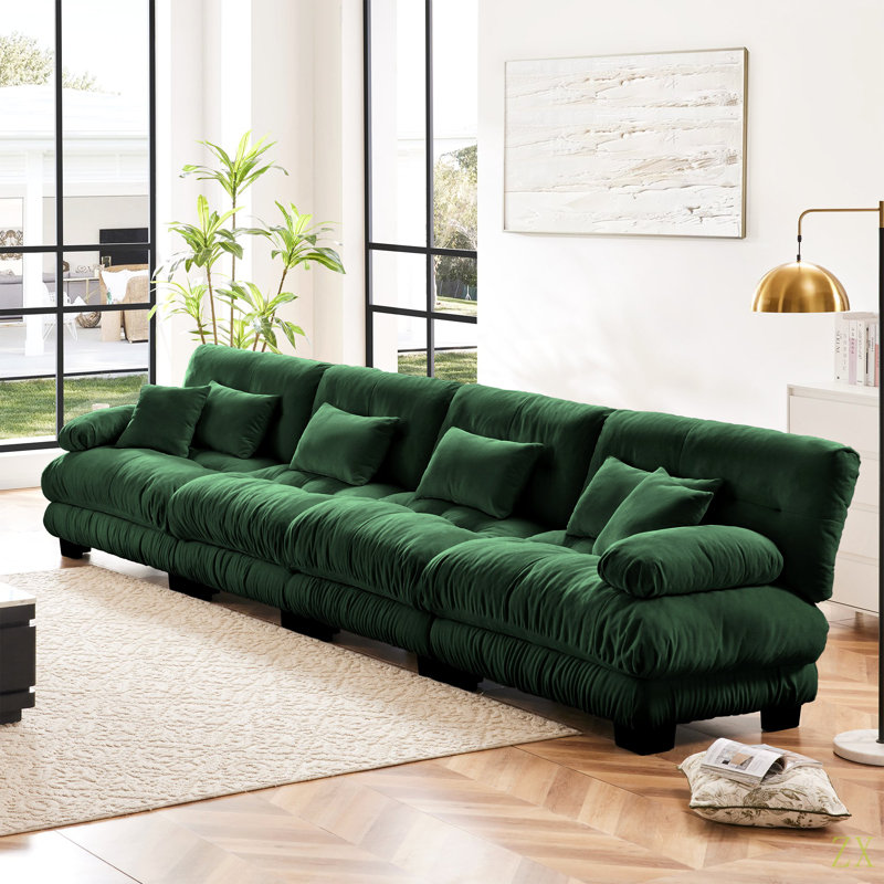 4-Seater Sectional Sofa Modular Deep Seat Sofa Couch , Chenille Sofa Comfy Upholstered Sofa For Living Room, Apartment, Studio, Office,Chenille
