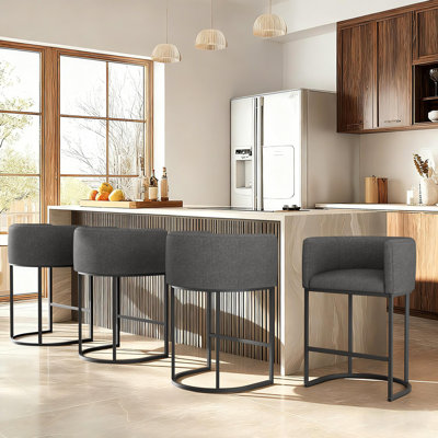 Upholstered Counter Stool with Metal Frame