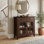 Armoire de rangement transitionnelle en bois massif de 36 po avec portes en verre et tablettes réglables Artisan