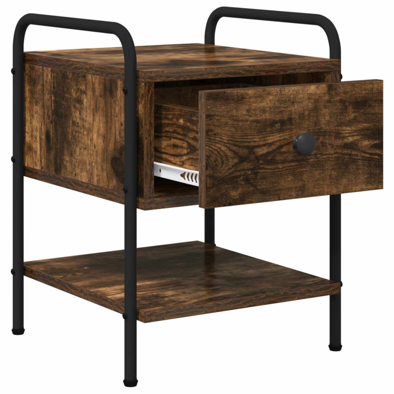 35 cm W Bedside Table, Smoked Oak