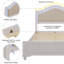 Modern Queen Size Wood Bed with Hidden LED Light Upholstered Curved Headboard