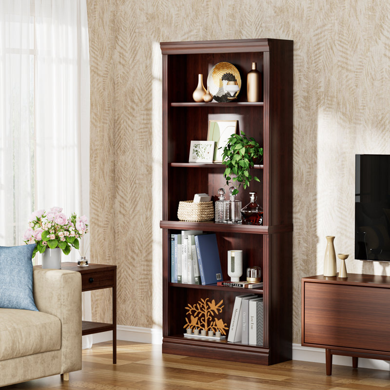 Chyenna 71.25'' H Bookcase With 5 Display Storage Shelves, Red
