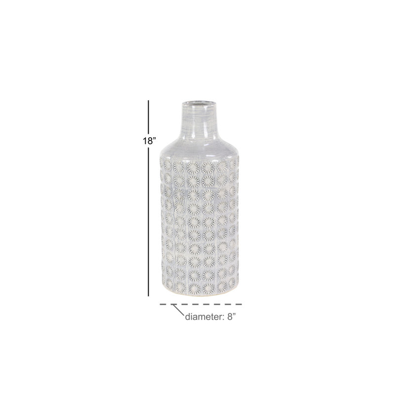 Coastal Elegance White Porcelain Floor Vase 18"