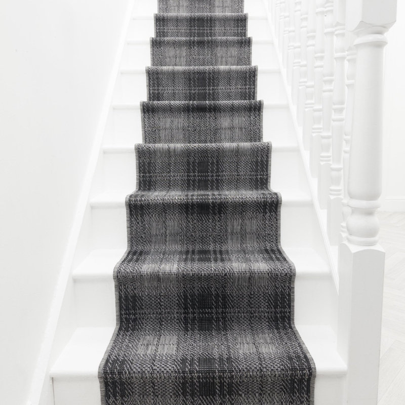 Stair Runner Plaid Flatweave Area Rug, Runner 60 x 720 cm