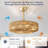 20 inch Boho Ceiling Fan with Light, 6 Speeds, Remote Control, Timer Function, Bladeless Design, Gold