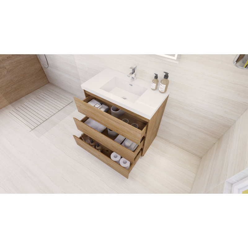 Ensemble de meuble-lavabo simple 36 po Dennes, Chêne naturel