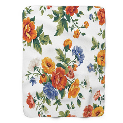Couverture en sherpa de qualité supérieure Botanical Bloom Weave 1 pièce