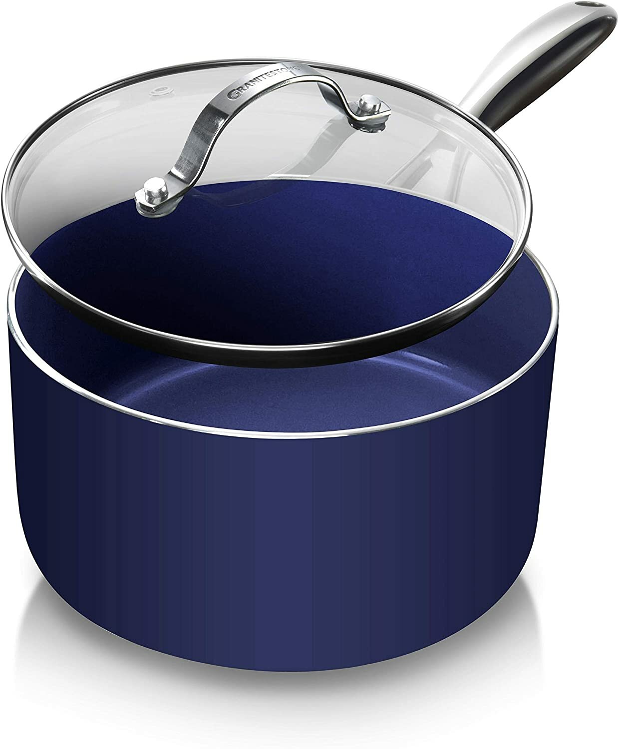 Granitestone Blue 2.5 QT Nonstick Sauce Pan with Tempered Glass