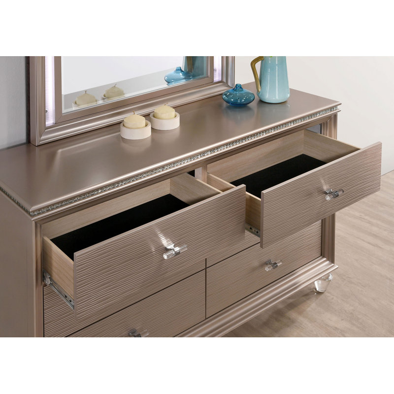 Commode double 6 tiroirs Sienna, Or rose