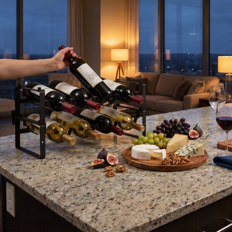 Wine Bottle Rack Black, 2 layers -8 bottles