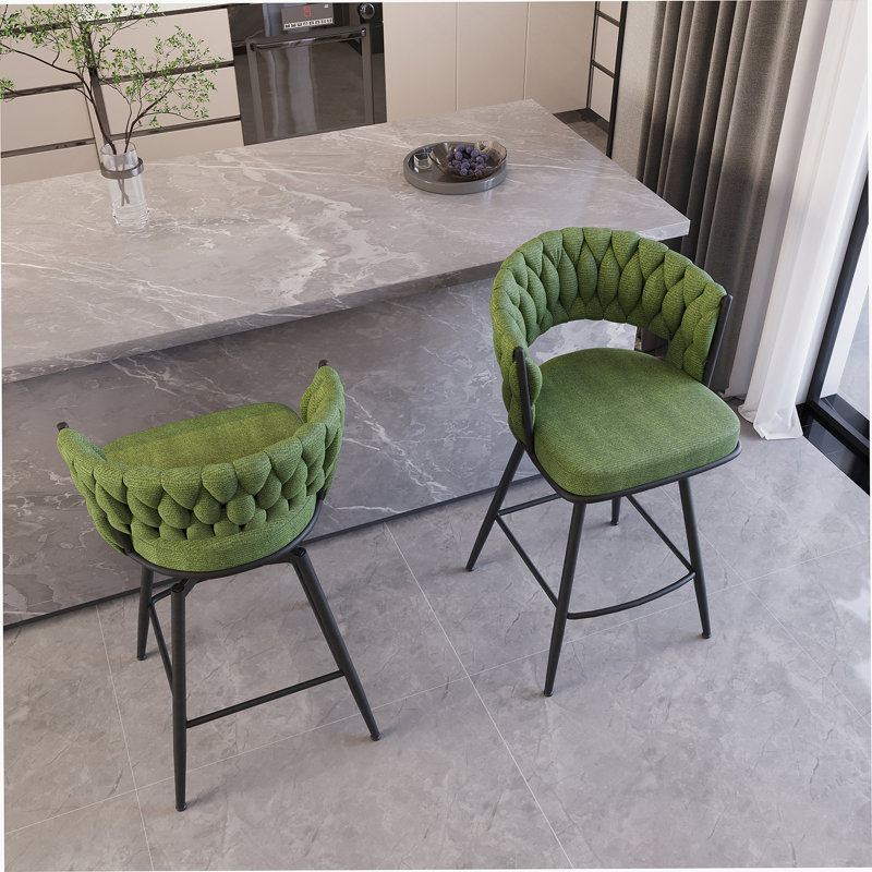 Ensemble de tabourets de bar en lin tissé idéal pour divers environnements avec pivotant à 360 ° et revêtement confortable, ensemble de deux
