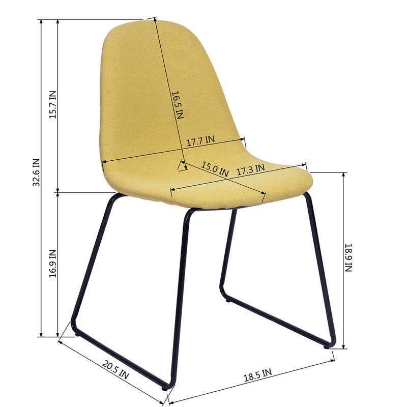 Chaise de salle à manger rembourrée, Jaune