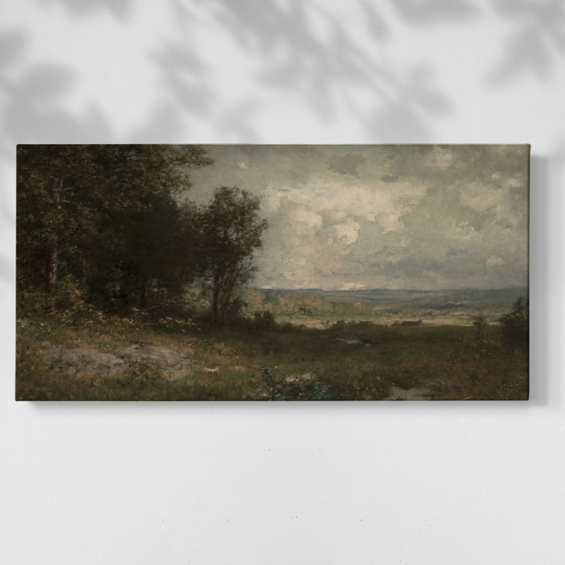 Paysage, série DLX-III, toile tendue avec châssis, prête à être accrochée, H 21 po x l 41 po, Doré