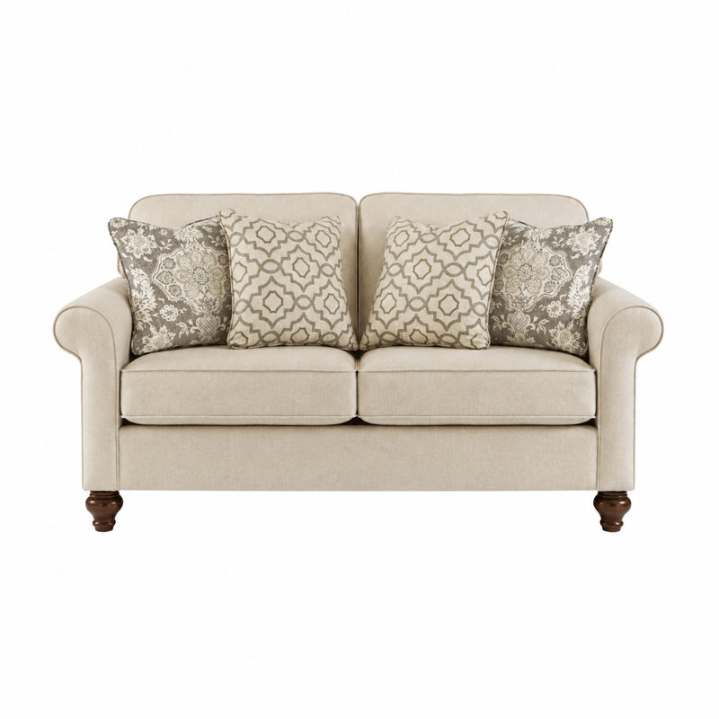 Canapé en tissu avec 2 coussins Manhattan, 38" H x 63" W x 37" D, Beige