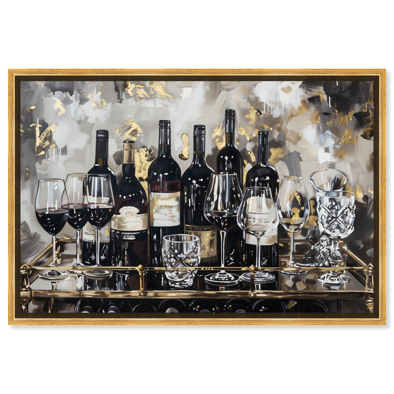 Notoriart Now Serving Champagne, H 21 po x l 31 po x P 1,8 po, Encadrement doré