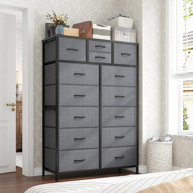 Colleen Steel 37.4'' W 14 - Drawer Dresser, Gray