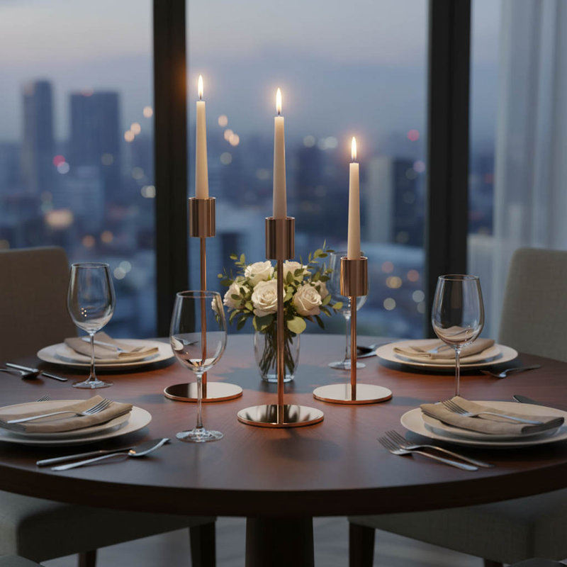 3 Piece Metal Tabletop Candlestick Set