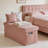 Pink Large Corduroy Foldable Storage Ottoman With Side Pockets, For Bedroom And Living Room-1464674627