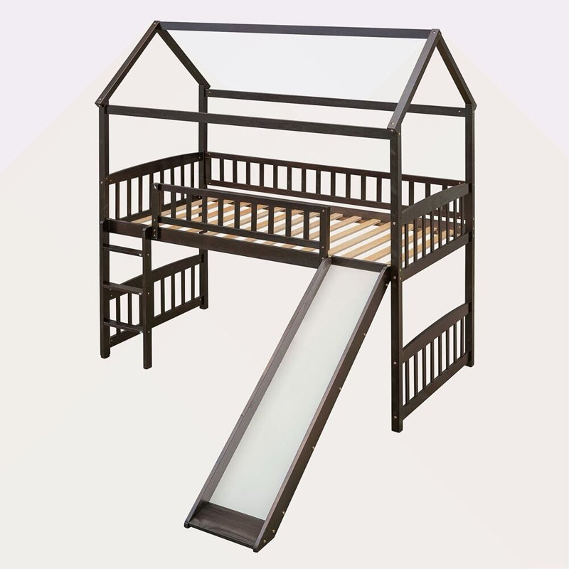 Lit mezzanine avec glissade Kitzie, Espresso