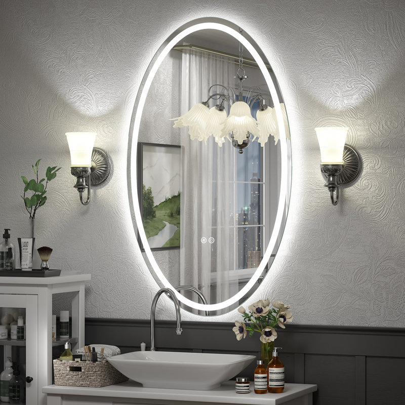 Miroir ovale en verre trempé anti-buée Aevar, 40 po x 24 po