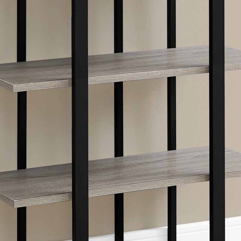 Rehberg 60" H x 32" W Etagere Bookcase, Dark Taupe/Black