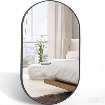 Miroir ovale noir en métal 20 po x 28 po