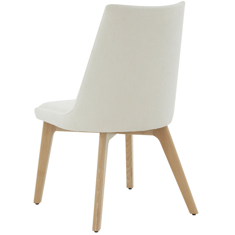 Emestina 19.5'' H Linen Upholstered Pine Side Chair, Natural Frame/Ivory Cushion