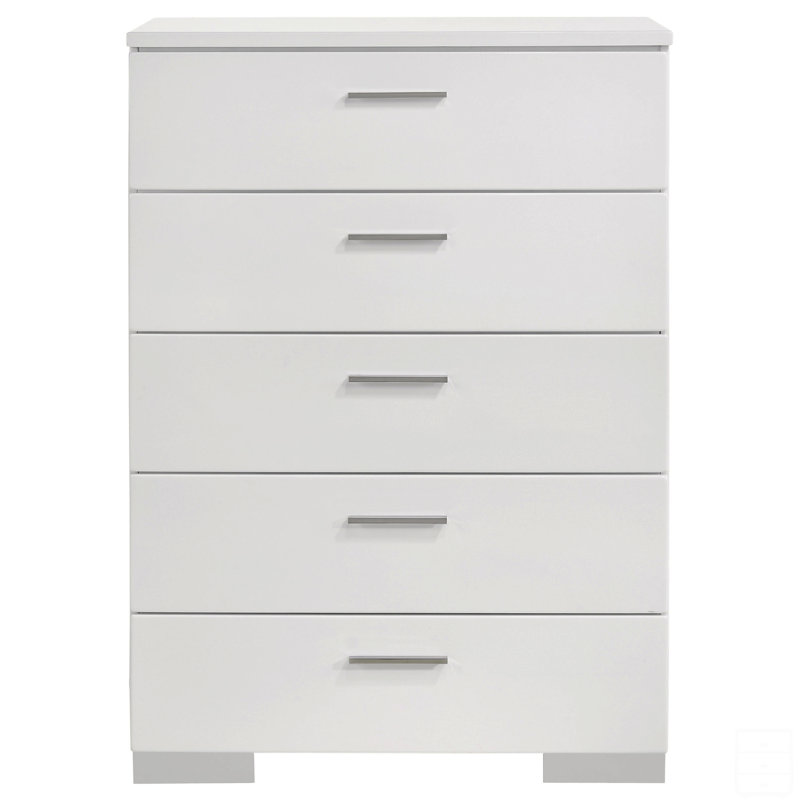 Commode de chambre à 5 tiroirs haute brillance