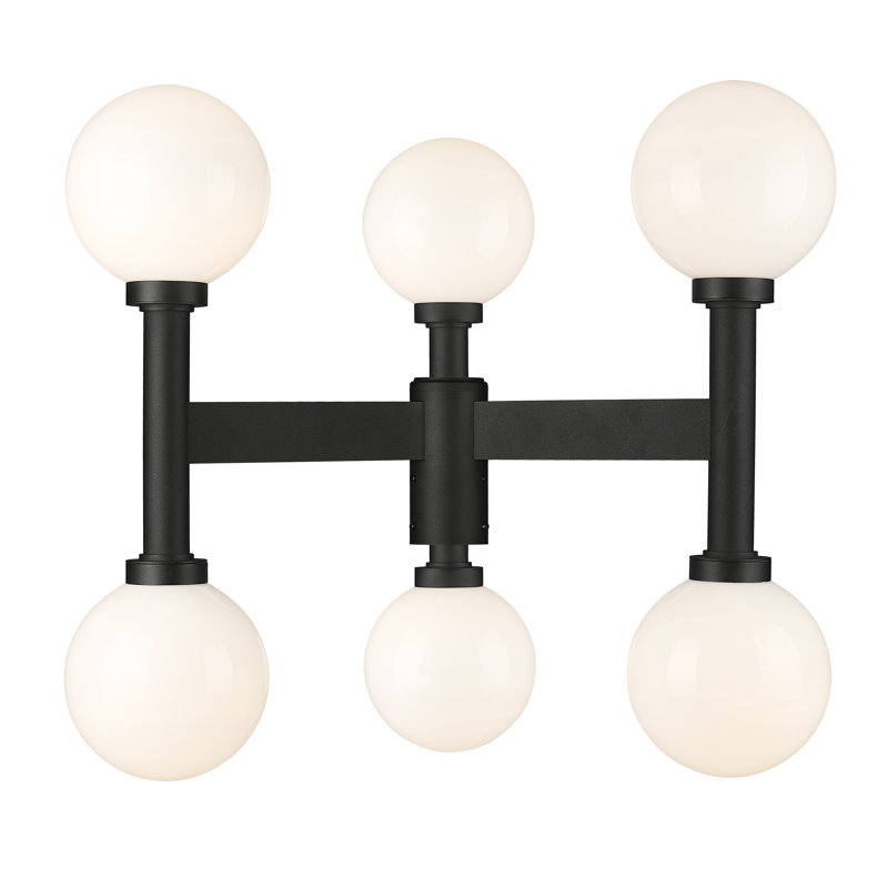 Tête de lanterne noire 6 lumières, Givré, H 27 po x l 30 po x P 30 po