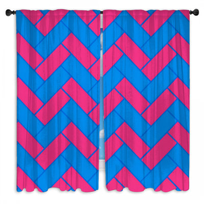 Rideaux à chevrons bleus - 2 panneaux