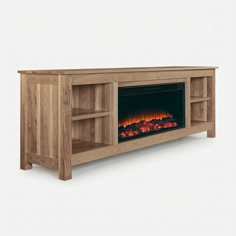 Charley 84" Electric Fireplace TV Stand, Caramel Ash