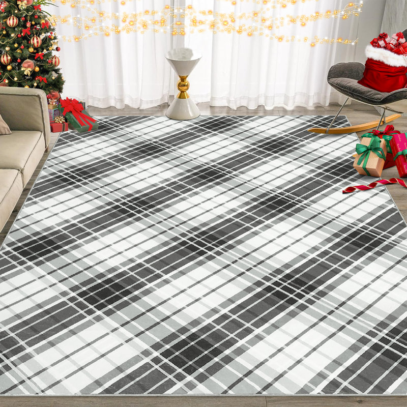 Striped Machine Washable Rugs Geometric Modern Non-Slip Rug for Living Room Bedroom Nursery Dining Table Bedside Decor