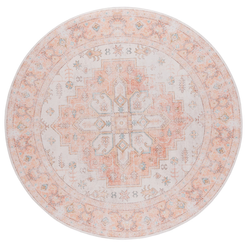 Maritess Machine Washable Southwestern Rug, Round 6'