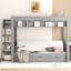 Lit superposé convertible en bois avec escalier de rangement, table de chevet et 3 tiroirs