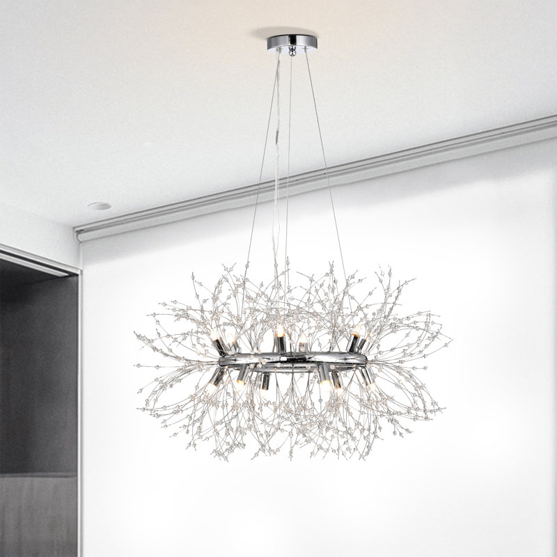 Lustre en cristal de chrome poli 12 lumières Xhosa