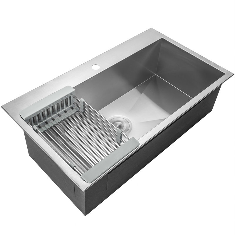 33-Inch Brushed Stainless Steel Single Bowl Kitchen Sink