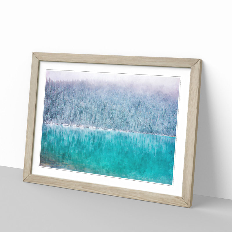 Sketch of Lake Louise - Picture Frame Painting Print, 62cm H x 87cm W x 2cm D, Oak Framed
