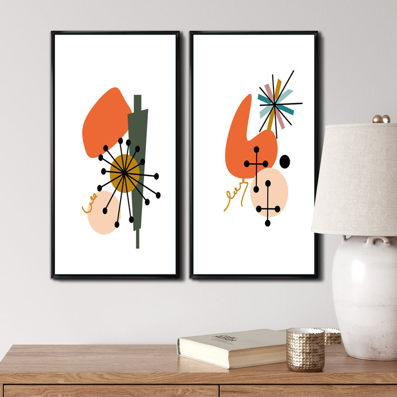 Scandinavian Abstract Geometric, H 20 po x l 24 po x P 1 po, Cadre noir