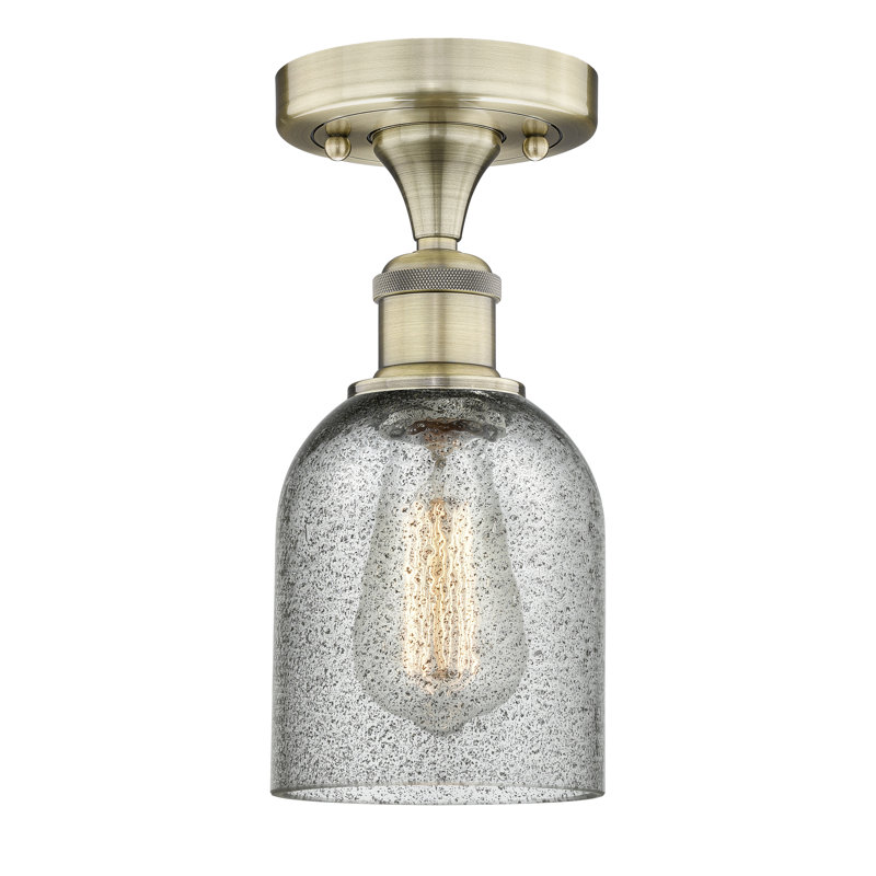 Losurdo Glass Semi Flush Mount, Antique Brass, Charcoal