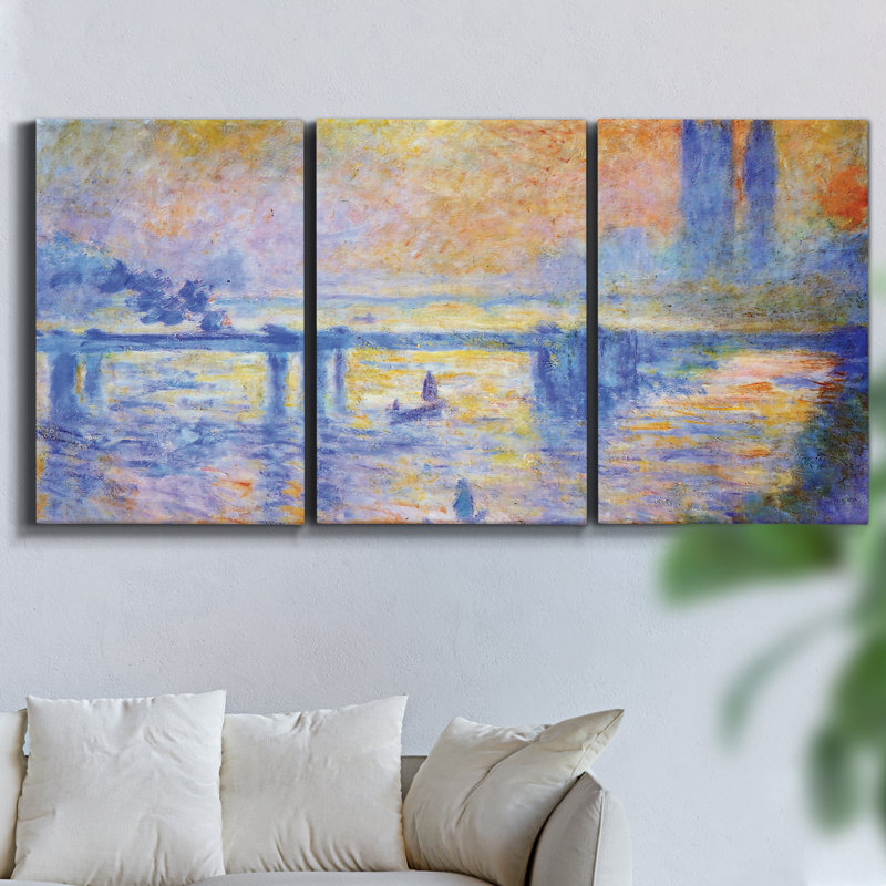 «The Rock Needle Seen Through The Porte D'Aval 1885», reproduction sur toile 3 pièces, H 60 po x l 120 po x P 2 po