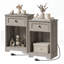 Ensemble de 2 tables de chevet traditionnelles l 16 po avec station de chargement, 1 tiroir et tablette ouverte-129679433-132289272
