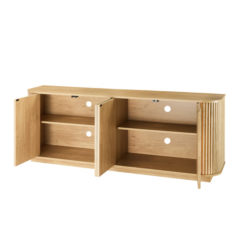 Sideboard Storage Cabinet TV Stand With Wave Pattern Buffet Cabinet Wooden Vertical Striped Cabinet For Kitchen/Bedroom/Entryway, 64''W X 15''D X 24''H.