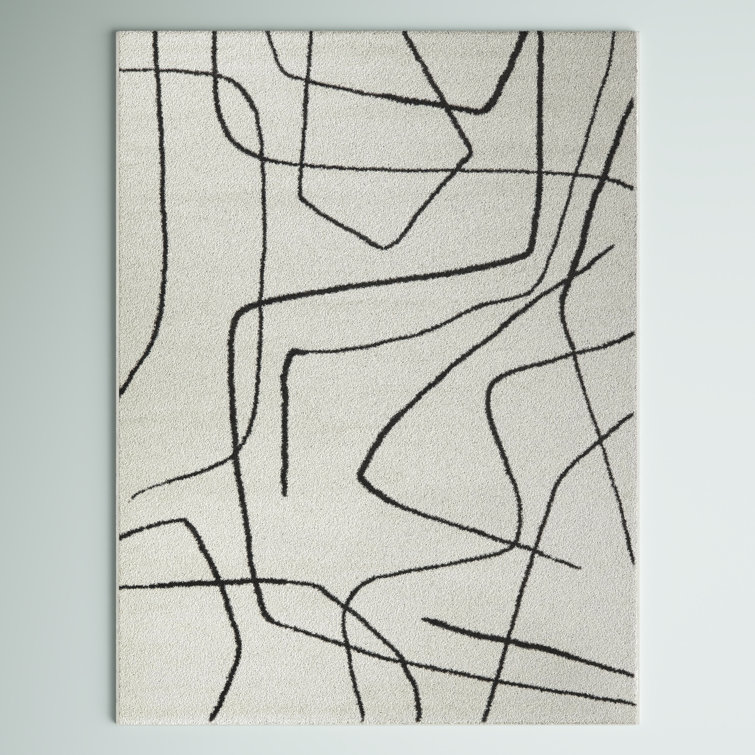Goodrow Abstract Charcoal/White Area Rug 8X12