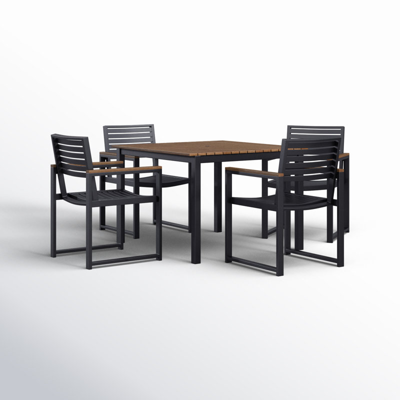 Ensemble repas de patio pour 4 personnes avec table carrée Townsend