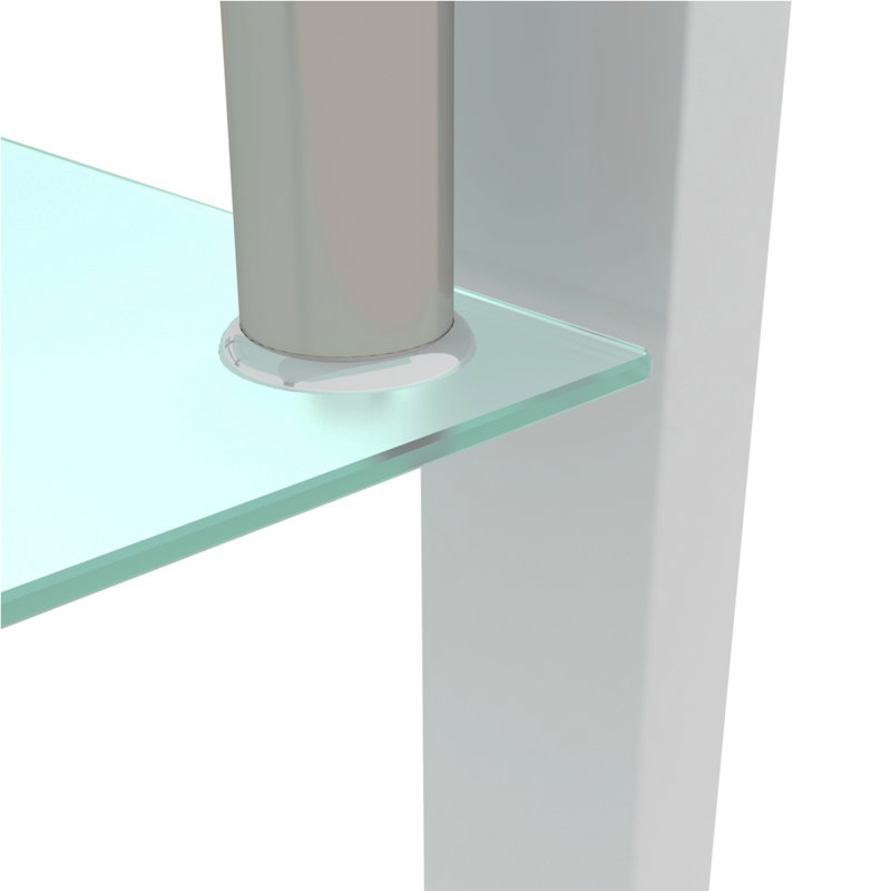 Table basse en verre Nansi, table de salon et table centrale avec tablettes de rangement à 2 niveaux, conception moderne avec pieds en métal
