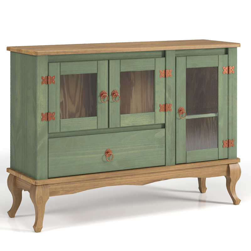 Wood Buffet Sideboard Distressed |, Green