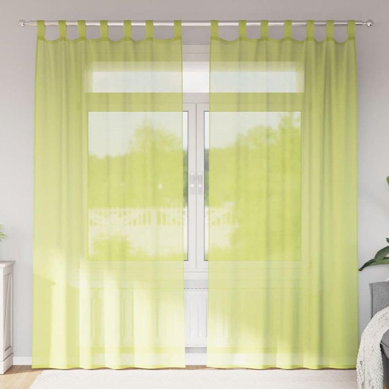 Semi Sheer Curtain Pair, Apple Green