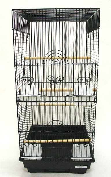 Cage à oiseaux haut 4 perchoir square, Noir