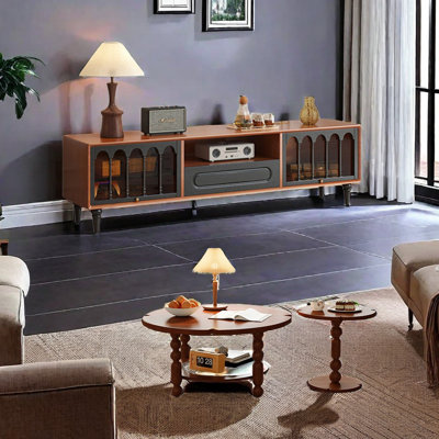 American TV Stand Paired With Coffee Table 3 - Piece Living Room Table Set